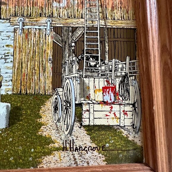 VTG H. Hargrove Coca-Cola Serigraph OilPainting on Canvas | Signed Oak Frame - Picture 3 of 7